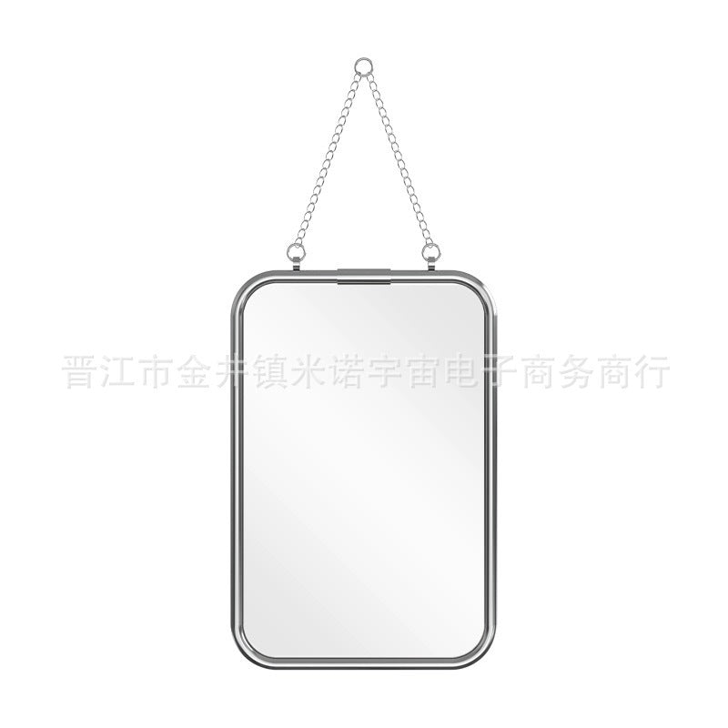 Square Modern Simple Metal Trifold Mirror Stainless Steel Wall Mirror Bathroom Dressing Table