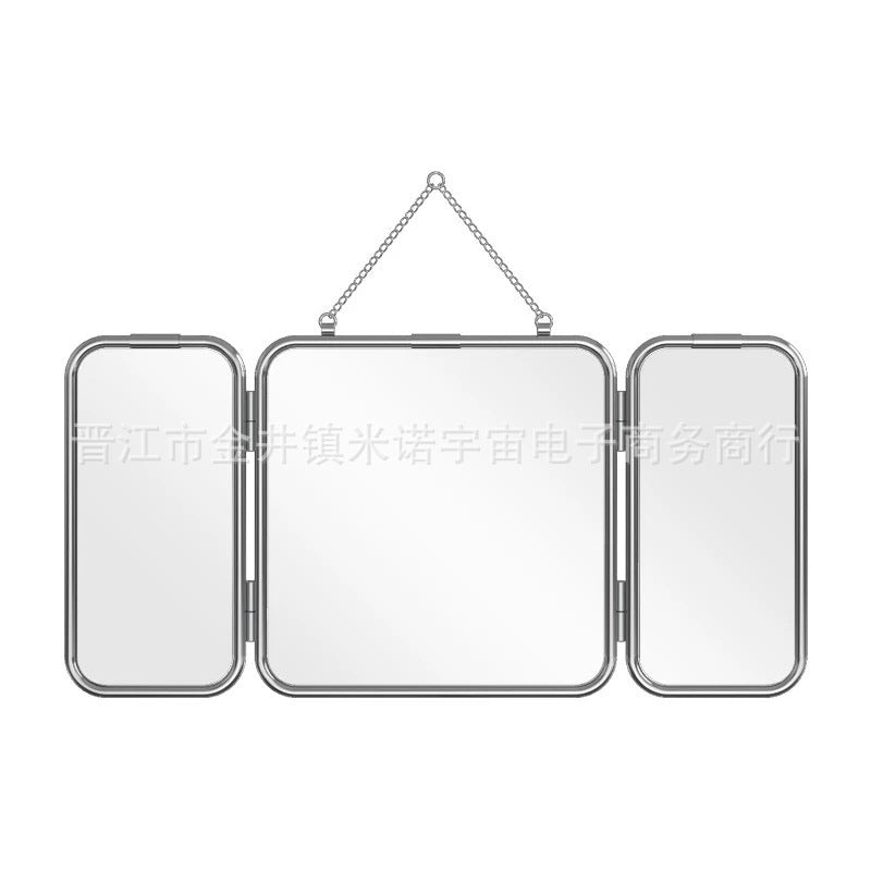 Square Modern Simple Metal Trifold Mirror Stainless Steel Wall Mirror Bathroom Dressing Table